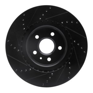 Buick Regal Brake Rotor (1) - Front Right - R1 Concepts - Drilled & Slotted - Black - `09-`17